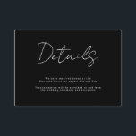 Cartão De Informações Detalhes de Casamento Manuscrito e Preto e Branco<br><div class="desc">Cartão de gabinete com detalhes de casamento manuscrito e preto e branco</div>