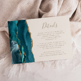 Cartão De Informações Detalhes de Casamento Marfim Ágata Dourado Verde M