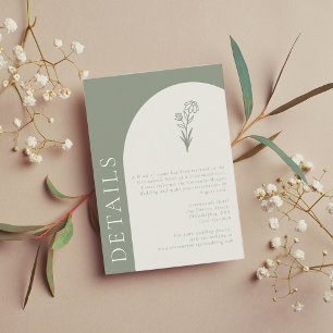 Cartão De Informações Detalhes de Casamento Minimalista Boho Botânico Sa