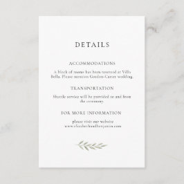 Cartão De Informações Detalhes de Casamento Minimalista com Verde Elegan
