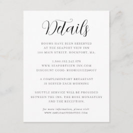 Cartão De Informações Detalhes de Casamento Minimalista Elegante
