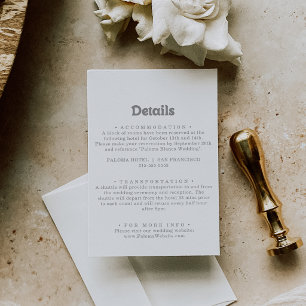 Cartão De Informações Detalhes de Casamento Minimalista Formal Elegante