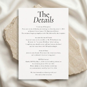 Cartão De Informações Detalhes de Casamento Minimalista Foto Branco