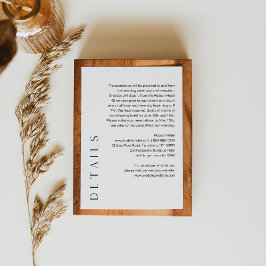 Cartão De Informações Detalhes de Casamento Minimalista HARLOW 5x3.5