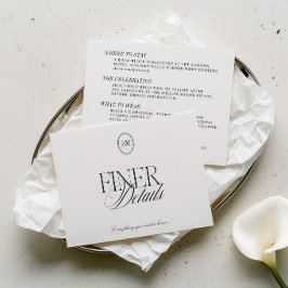 Cartão De Informações Detalhes de Casamento Minimalista Moderno em Branc