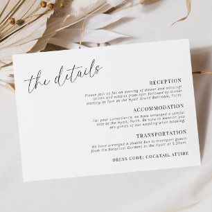 Cartão De Informações Detalhes de Casamento Minimalista Moderno Horizont