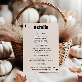 Cartão De Informações Detalhes de Casamento Minimalista Retro Moderno