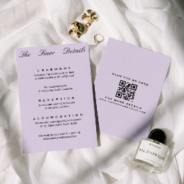 Cartão De Informações Detalhes de Casamento Minimalista Roxo Suave Chic