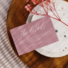 Cartão De Informações Detalhes de Casamento Minimalistas Rosa Branco Cal