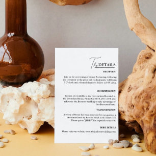 Cartão De Informações Detalhes de Casamento Mínimo Moderno