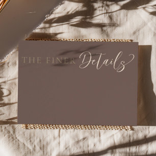 Cartão De Informações Detalhes de casamento moderno em marrom e moca