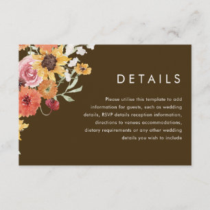 Cartão De Informações Detalhes de Casamento Moderno Floral Boho de Verão