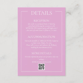 Cartão De Informações Detalhes de Casamento Moderno Rosa