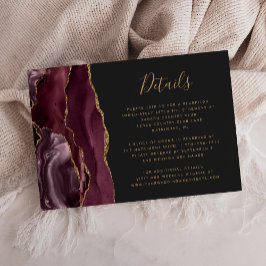 Cartão De Informações Detalhes de Casamento Modernos Burgundy Dourado Ág