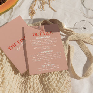 Cartão De Informações Detalhes de casamento modernos e funky retrô em co