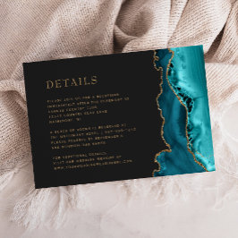 Cartão De Informações Detalhes de Casamento Modernos em Azul Teal Ágata
