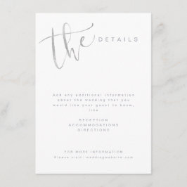 Cartão De Informações Detalhes de casamento modernos simples em cinza pr