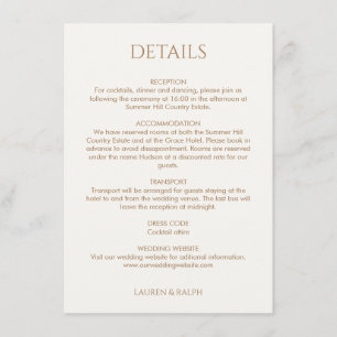 Cartão De Informações Detalhes de casamento monogramados em Taupe e Marf