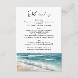 Cartão De Informações Detalhes de Casamento na Praia com Aquarela Minima