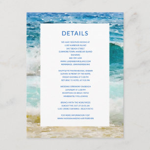 Cartão De Informações Detalhes de Casamento na Praia Tropical