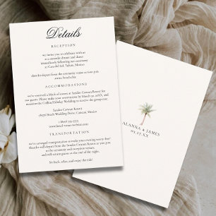 Cartão De Informações Detalhes de Casamento na Praia Tropical Minimalist
