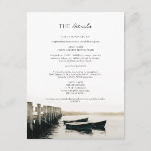 Cartão De Informações Detalhes de Casamento Náutico no Porto do Cabo Cod