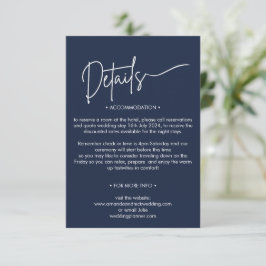 Cartão De Informações Detalhes de Casamento Navy Minimalista Moderna 
