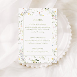 Cartão De Informações Detalhes de Casamento no Jardim Floral Delicado