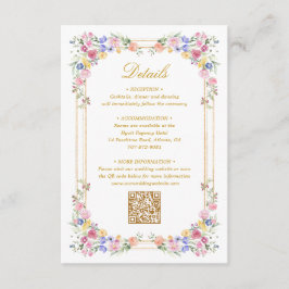 Cartão De Informações Detalhes de Casamento no Jardim Floral Elegante
