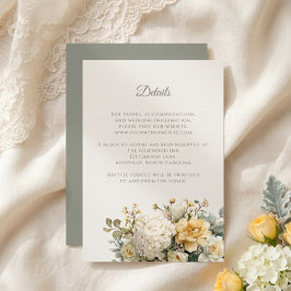 Cartão De Informações Detalhes de Casamento no Jardim Floral Elegante