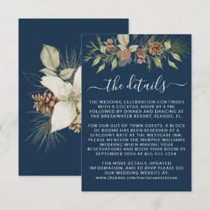 Cartão De Informações Detalhes de Casamento no Site RSVP Azul Marinho de