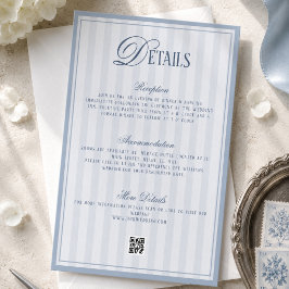 Cartão De Informações Detalhes de Casamento Old Money Azul Empoeirado