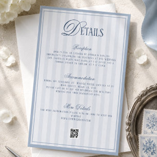 Cartão De Informações Detalhes de Casamento Old Money Azul Empoeirado
