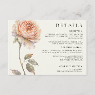 Cartão De Informações Detalhes de Casamento Peônia Pêssego Modernos Edit