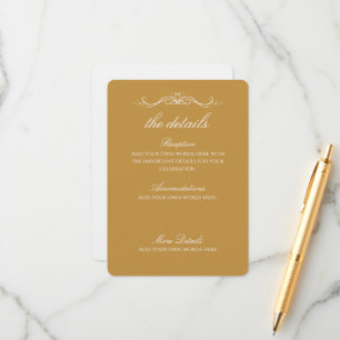 Cartão De Informações Detalhes de casamento personalizados elegantes em