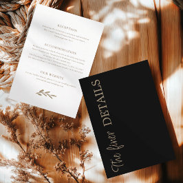 Cartão De Informações Detalhes de Casamento Preto Chic
