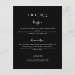 Cartão De Informações Detalhes de casamento preto e branco de Luxo Moder