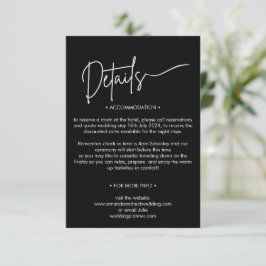 Cartão De Informações Detalhes de Casamento Preto e Branco Minimalista M