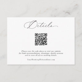 Cartão De Informações Detalhes de Casamento QR Caligrafia Delicada e Ele