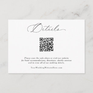 Cartão De Informações Detalhes de Casamento QR Caligrafia Delicada e Ele