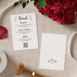 Cartão De Informações Detalhes de Casamento QR Simples Minimalista Preto