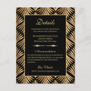 Cartão De Informações Detalhes de Casamento Retro Art Déco Grande Gatsby