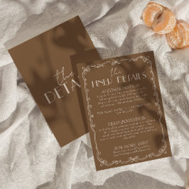 Cartão De Informações Detalhes de Casamento Retro Caramelo Marrom Dinhei