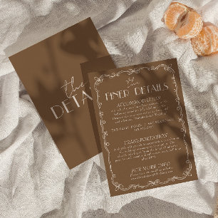 Cartão De Informações Detalhes de Casamento Retro Caramelo Marrom Dinhei