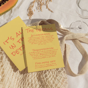 Cartão De Informações Detalhes de Casamento Retro Escrito à Mão em Cores