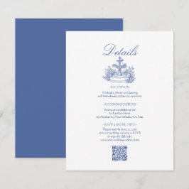 Cartão De Informações Detalhes de Casamento Romântico em Azul Poeira