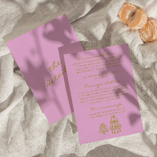 Cartão De Informações Detalhes de Casamento Romântico Verde Rosa Desenha