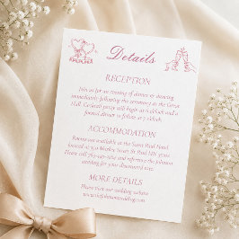 Cartão De Informações Detalhes de Casamento Rosa Bege Minimalista Elegan