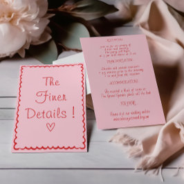 Cartão De Informações Detalhes de Casamento Rosa Minimalista