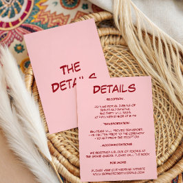 Cartão De Informações Detalhes de Casamento Rosa Moderno